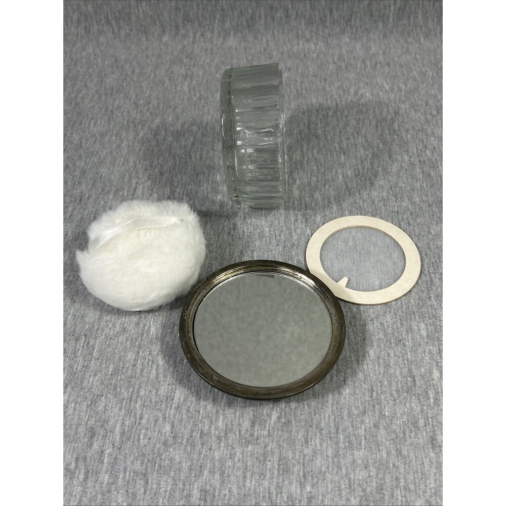Vintage Ornate Victorian Silver Plate & Glass Vanity Powder Jar or Trinket Box - Picture 10 of 16